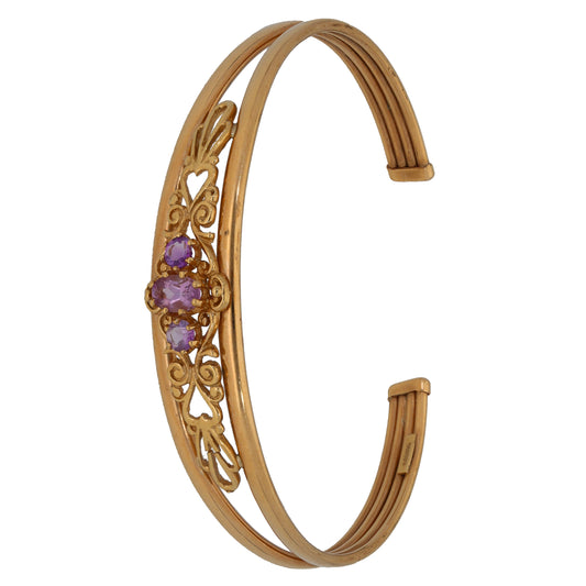9ct Gold Amethyst Bangle