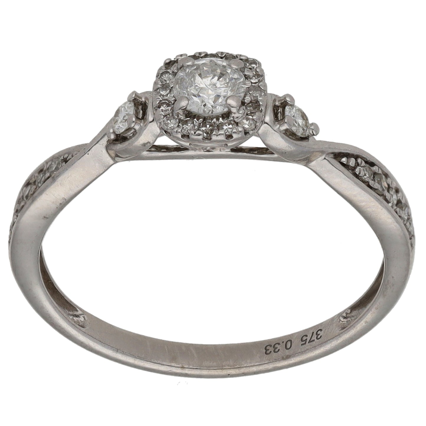 9ct White Gold 0.33ct Diamond Cluster Ring Size O