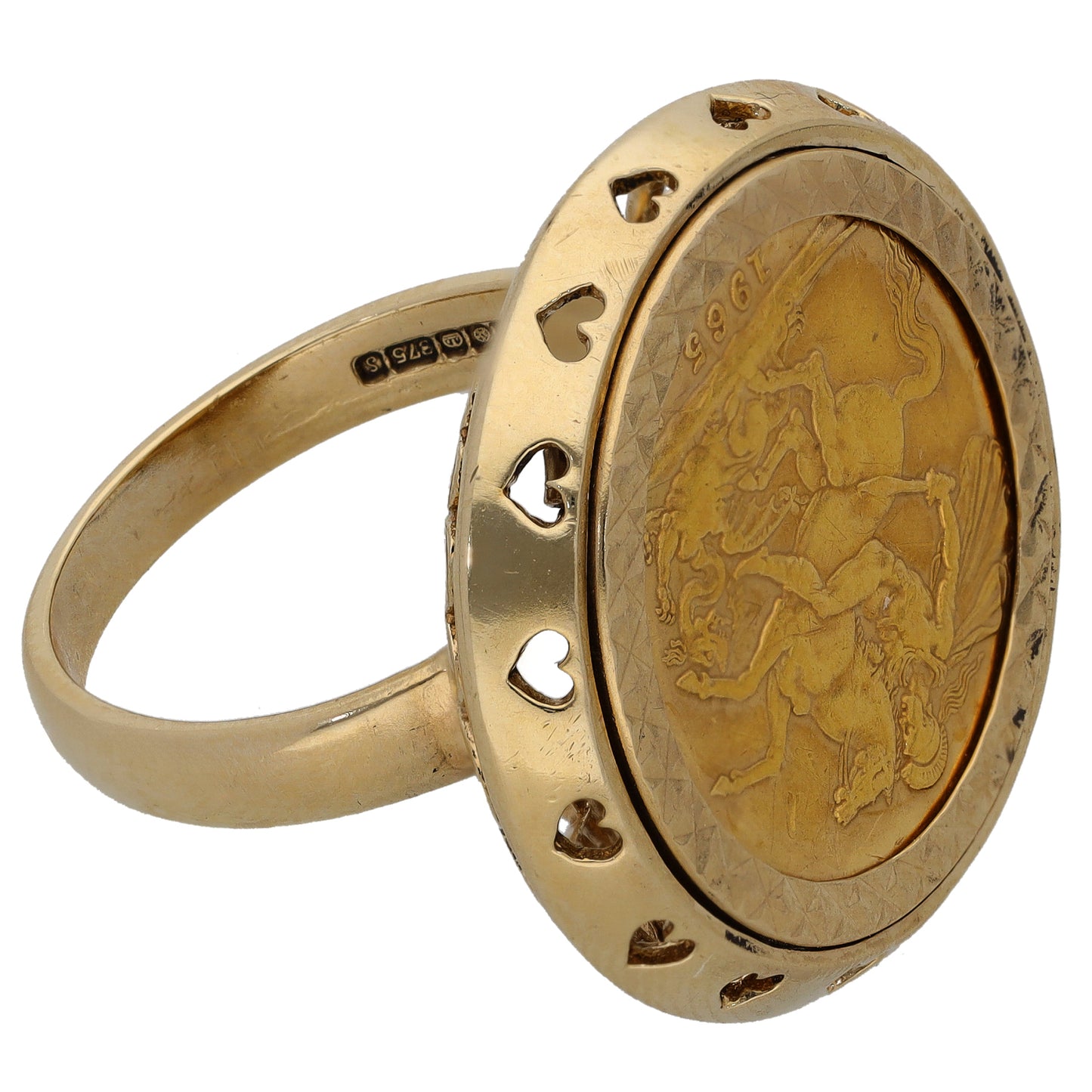 9ct Gold Full Sovereign Coin Ring Size U