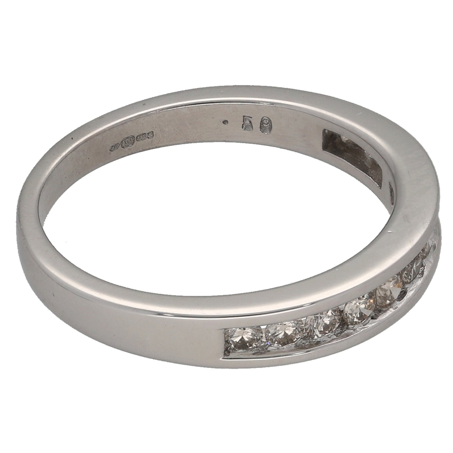 9ct White Gold 0.50ct Diamond Half Eternity Ring Size P