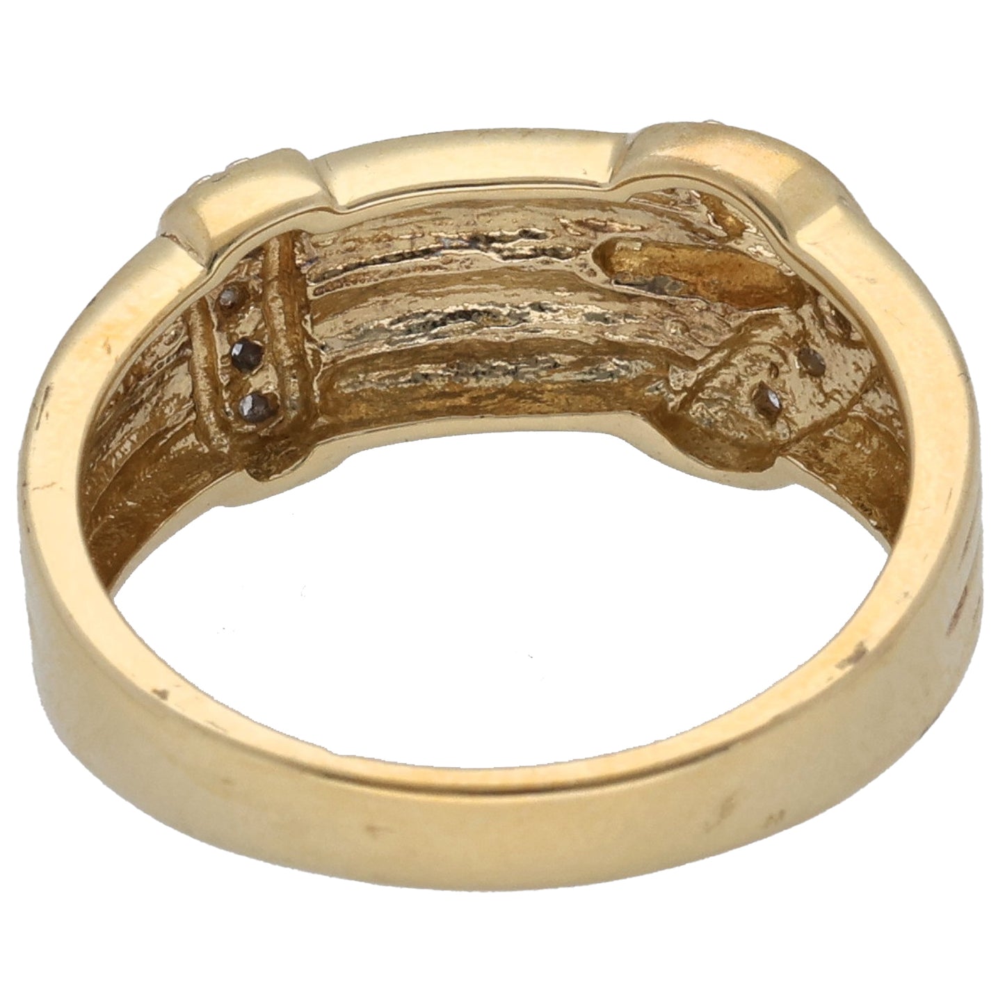9ct Gold 0.05ct Diamond Buckle Ring Size R