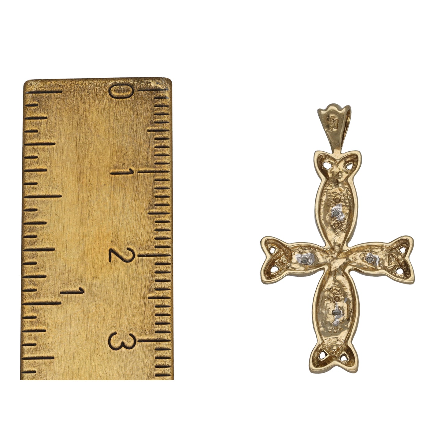 9ct Gold 0.04ct Round Diamond Cross Pendant