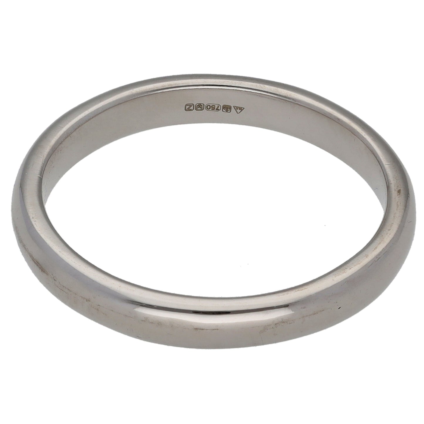 18ct White Gold Plain Wedding Ring Size R