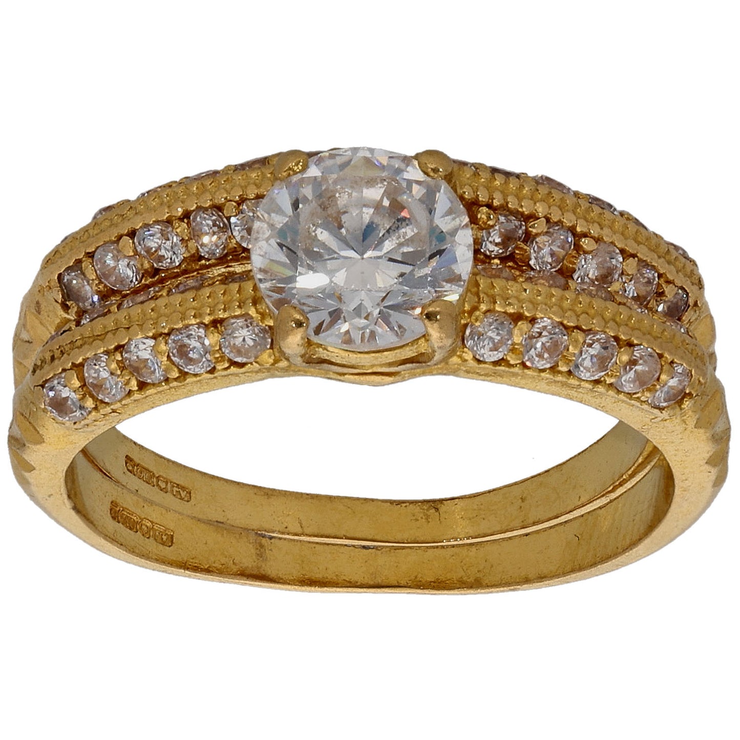 22ct Gold Cubic Zirconia Ring Set Size L