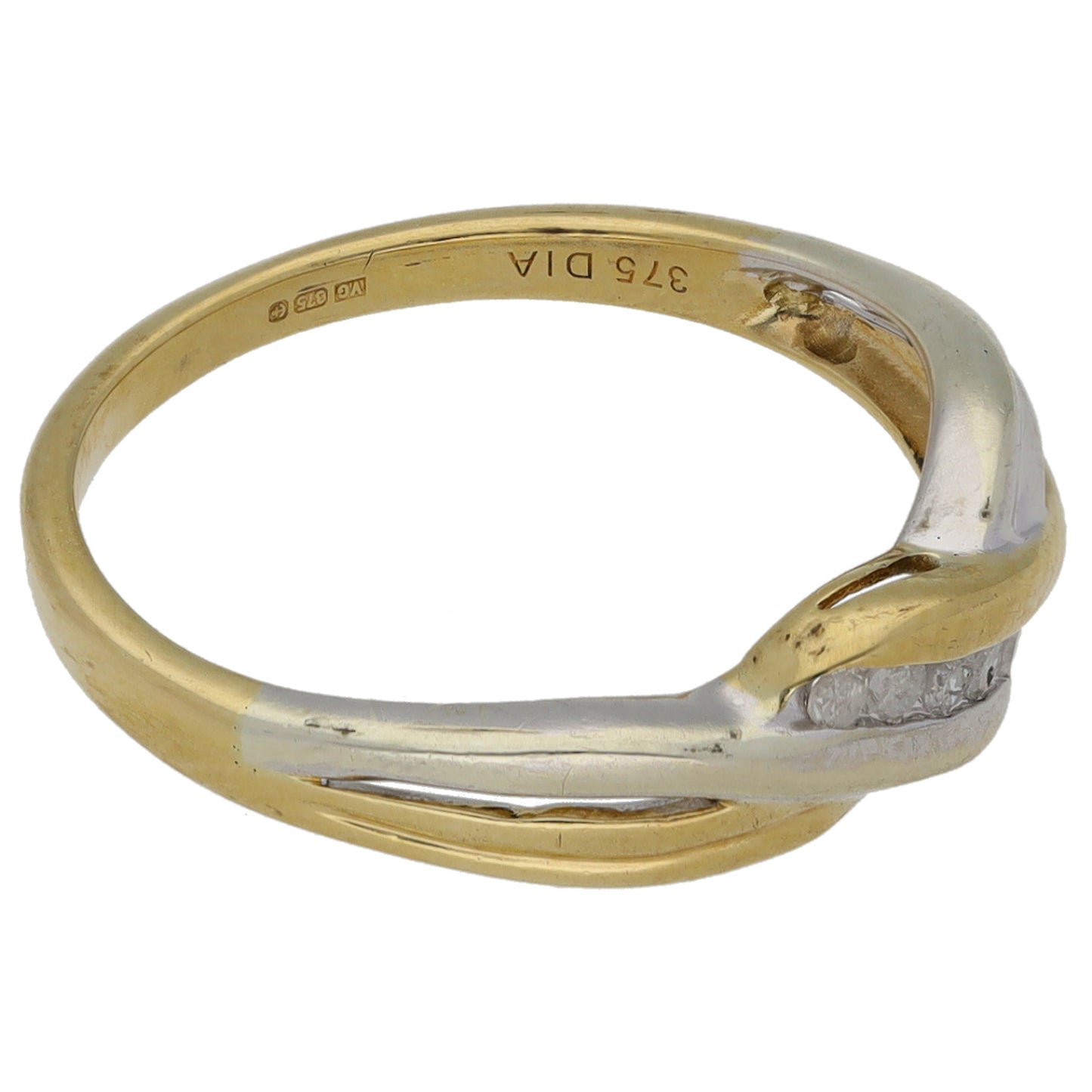 9ct Bi-Colour Gold 0.05ct Diamond Dress/Cocktail Ring Size M