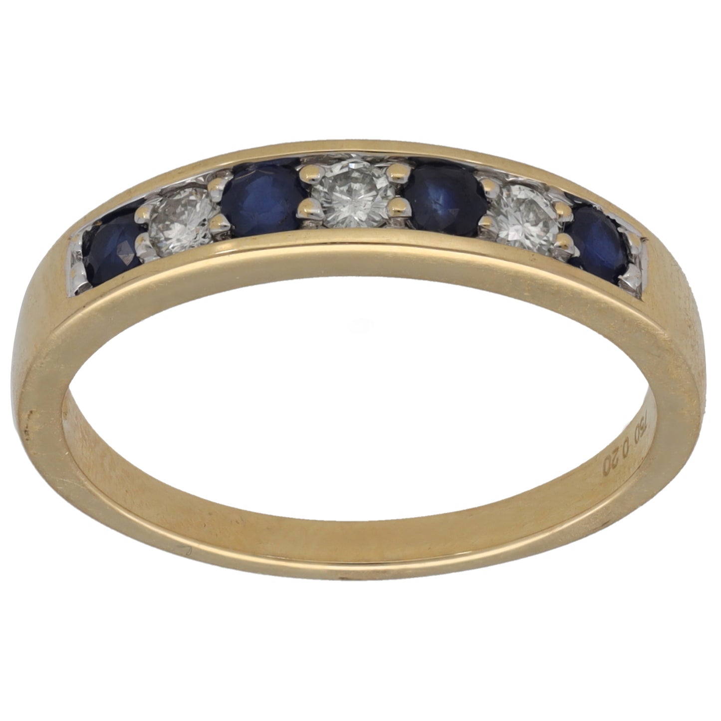 18ct Gold Sapphire & 0.07ct Diamond Half Eternity Ring Size S