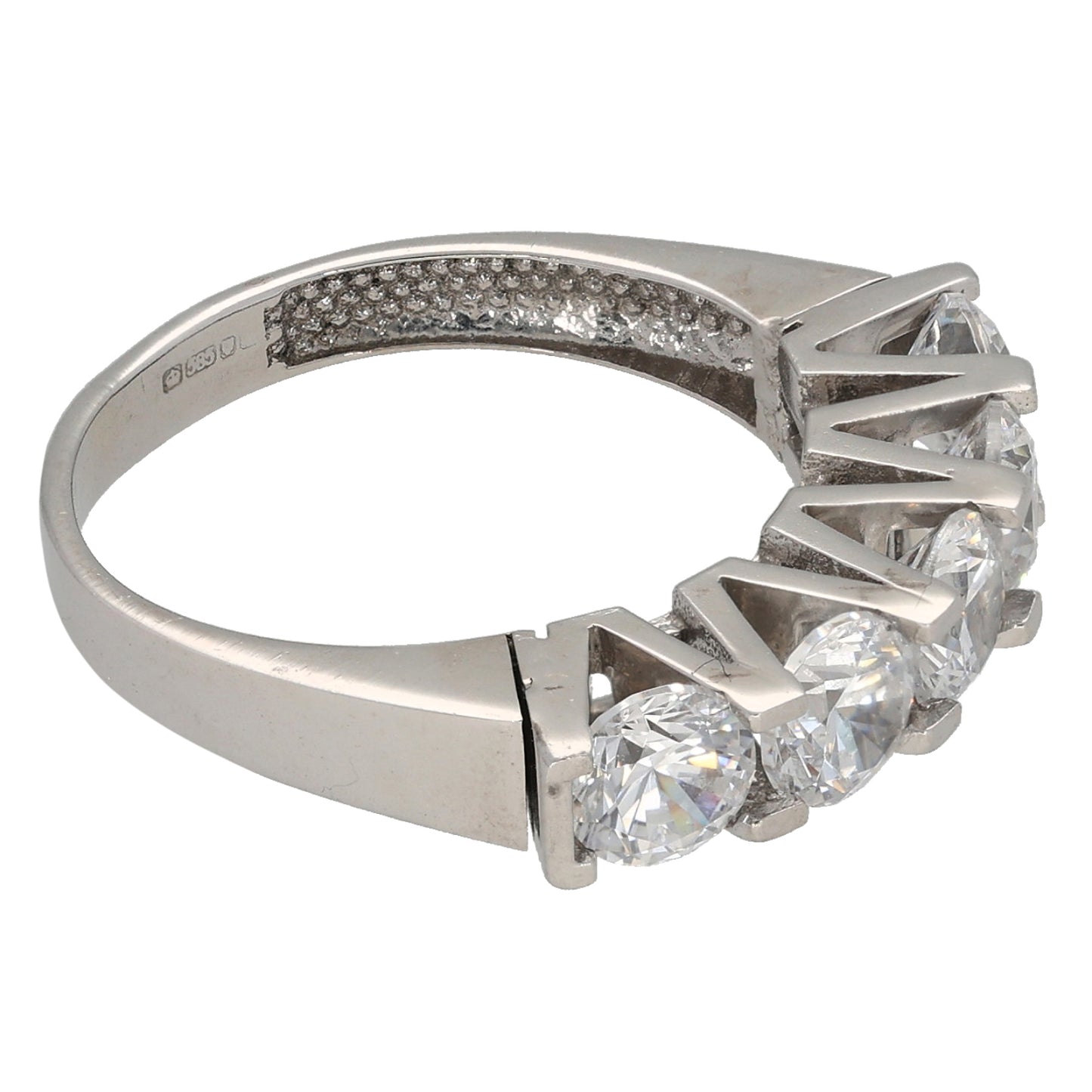 14ct White Gold Cubic Zirconia Half Eternity Ring Size K
