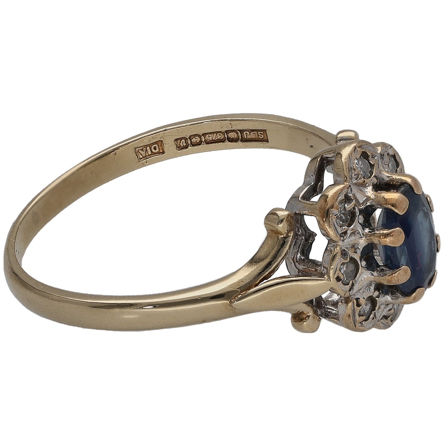 9ct Gold 0.04ct Diamond & Sapphire Dress/Cocktail Ring Size L