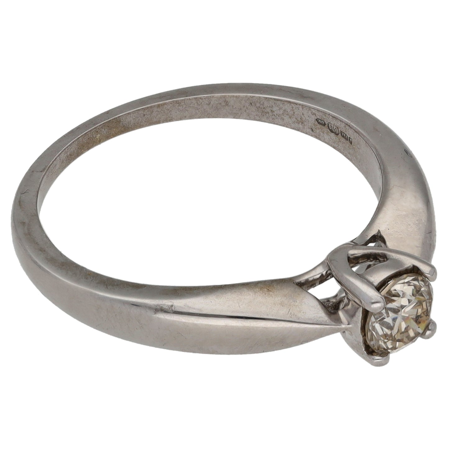 9ct White Gold 0.40ct Diamond Solitaire Ring Size M