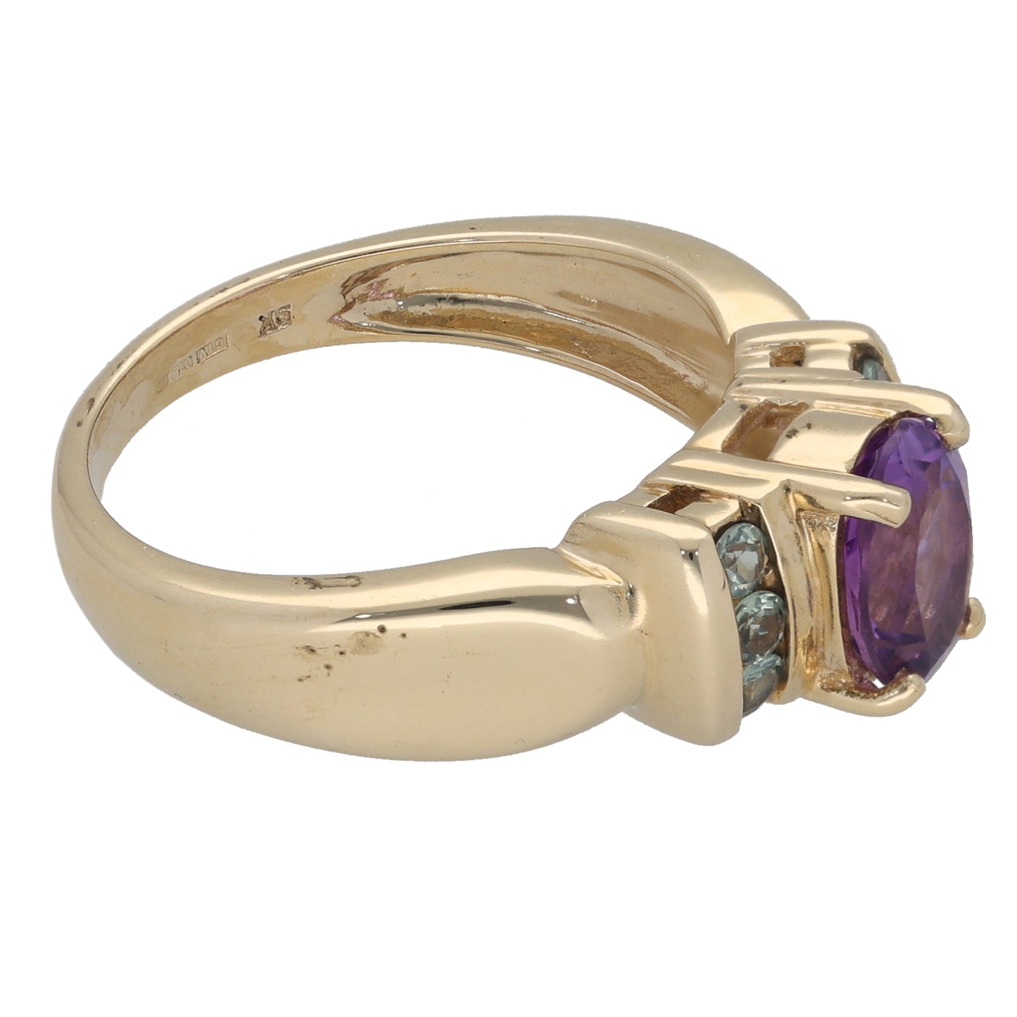 9ct Gold Amethyst & Chrysoberyl Dress/Cocktail Ring Size N