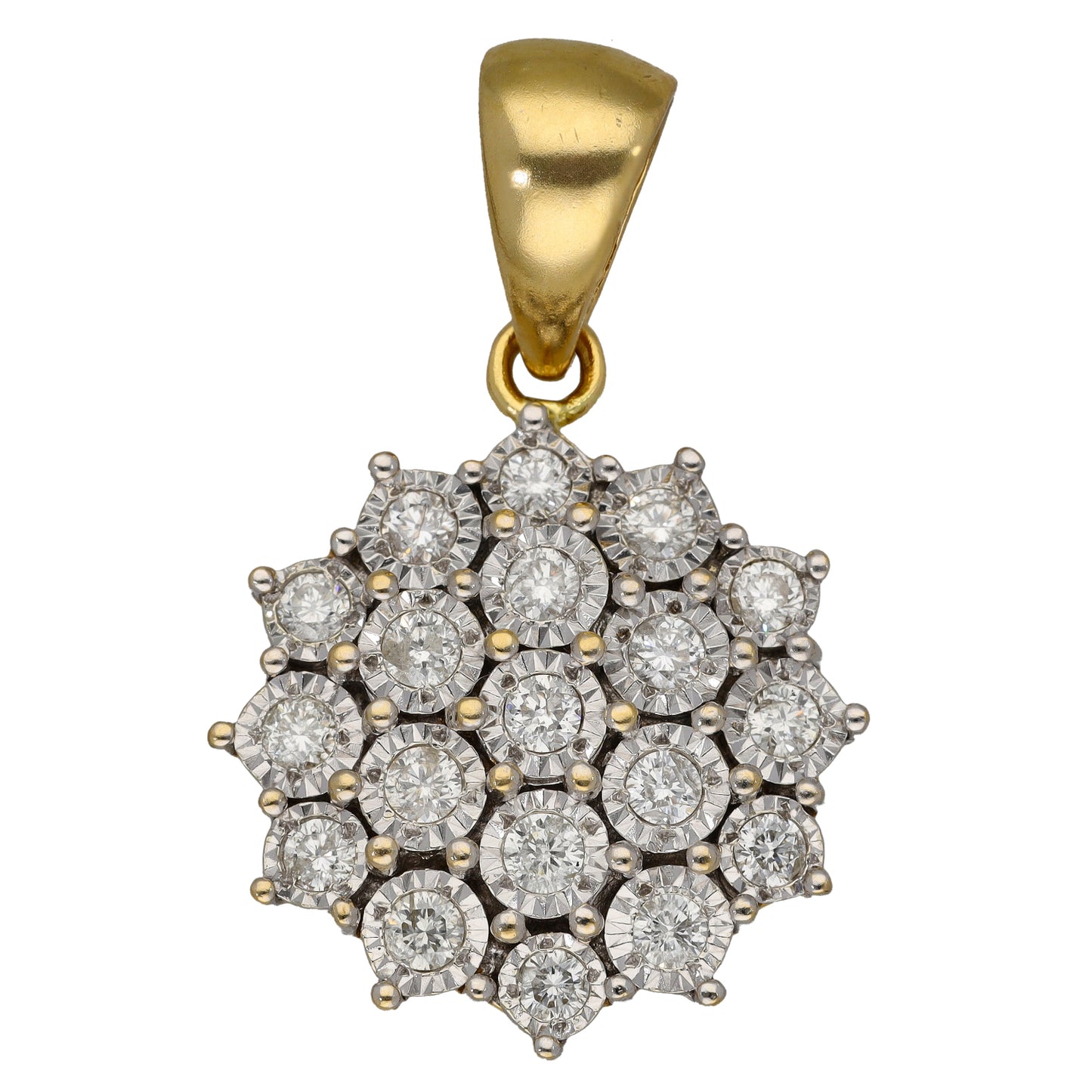18ct Gold 0.95ct Diamond Cluster Pendant