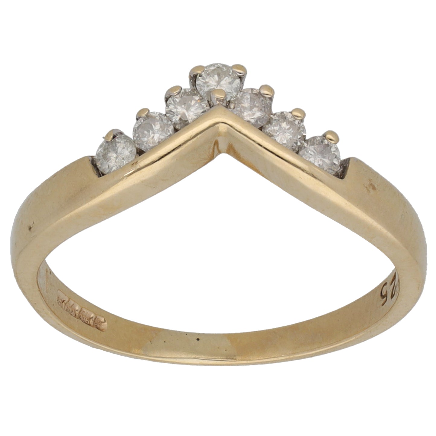 9ct Gold 0.25ct Diamond Wishbone Ring Size M