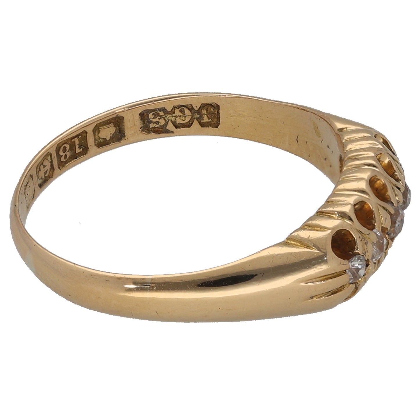 18ct Gold 0.05ct Diamond Half Eternity Ring Size M