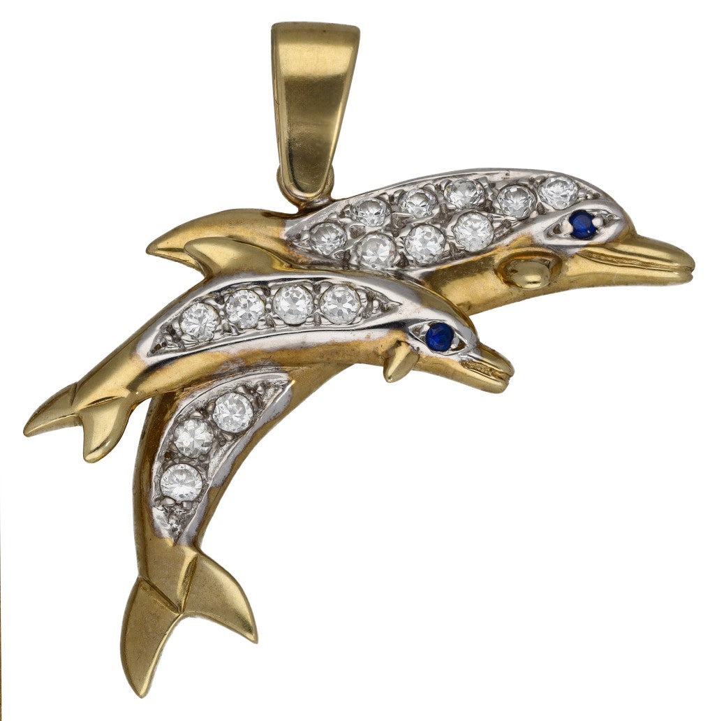 9ct Gold Imitation Dolphin Pendant