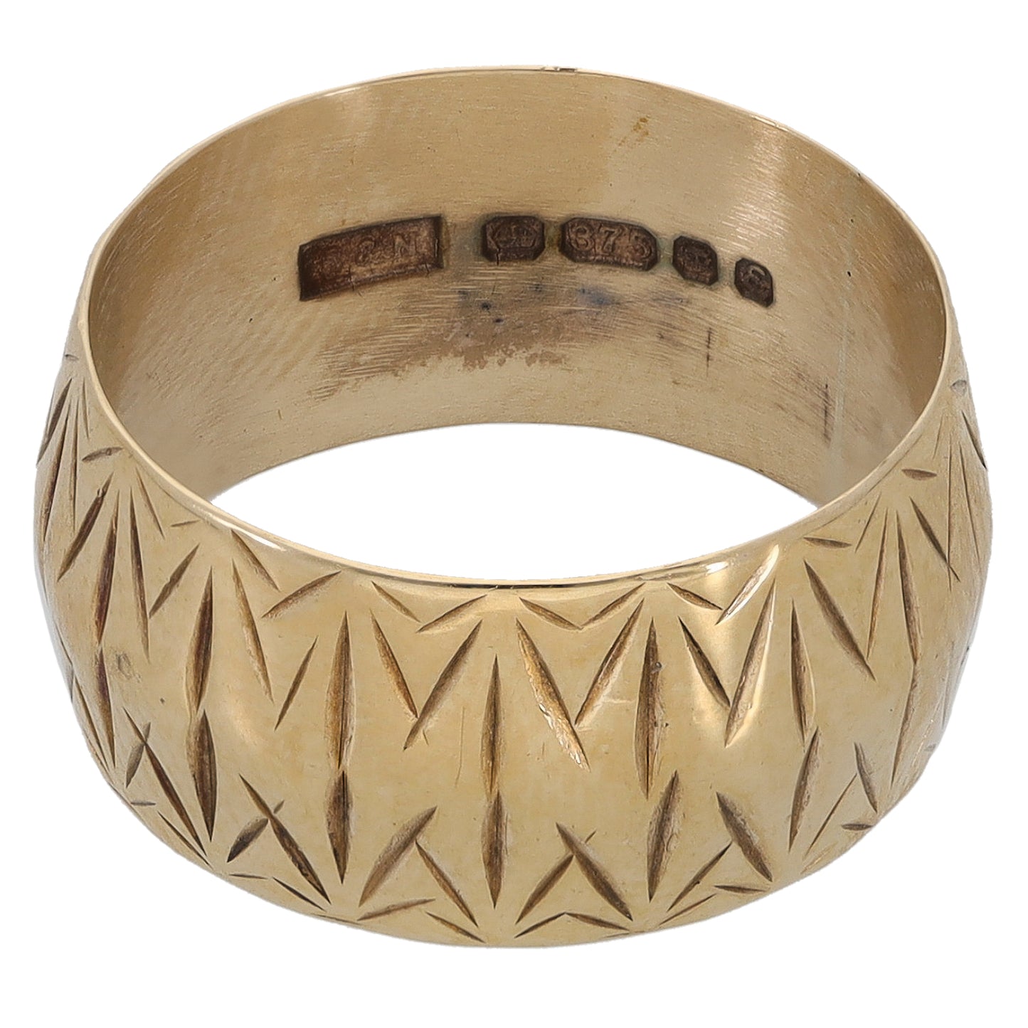 9ct Gold Patterned Wedding Ring Size M