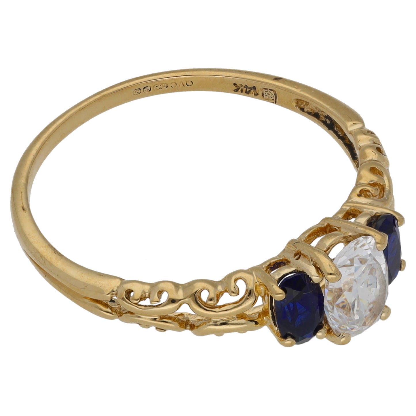 9ct Gold Imitation Trilogy Ring Size T