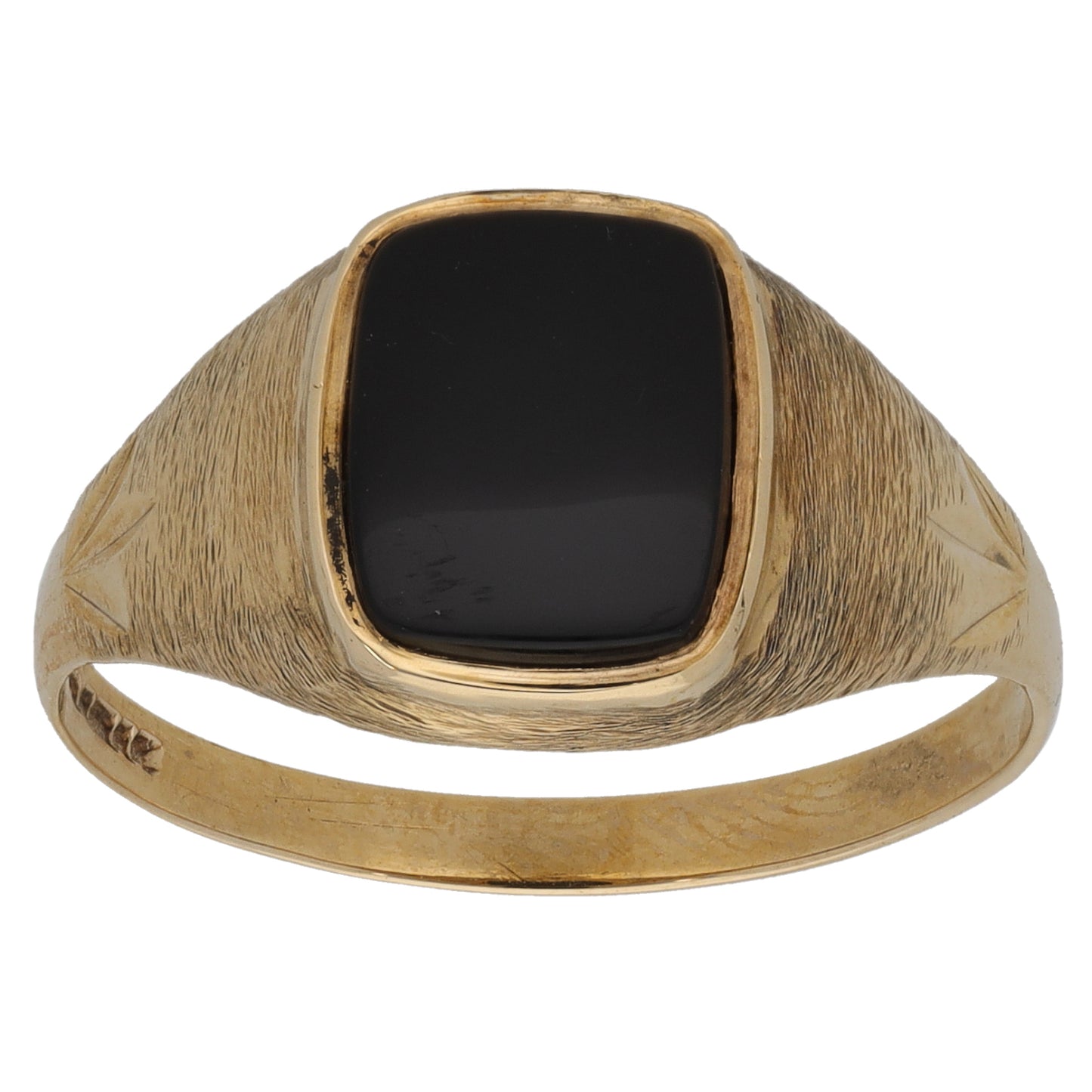 9ct Gold Onyx Single Stone Signet Ring Size U
