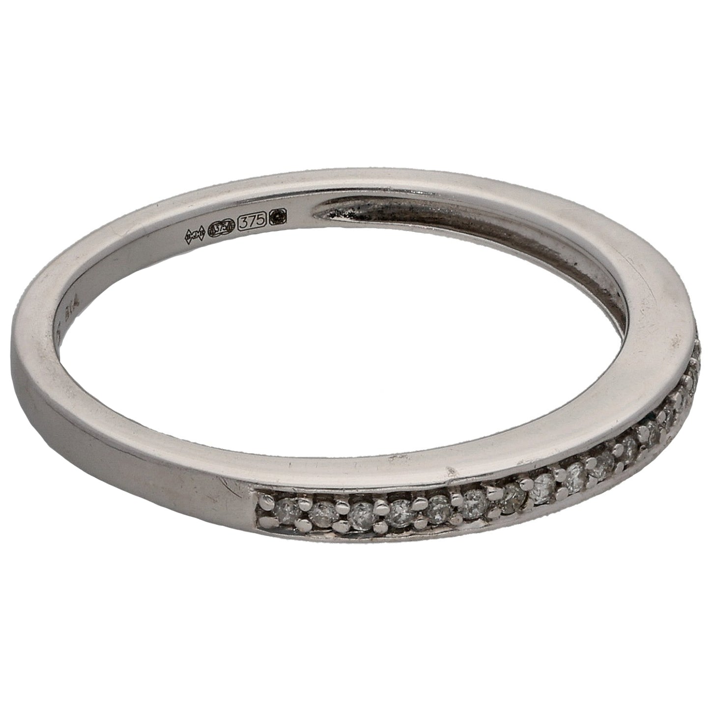 9ct White Gold 0.05ct Diamond Half Eternity Ring Size M
