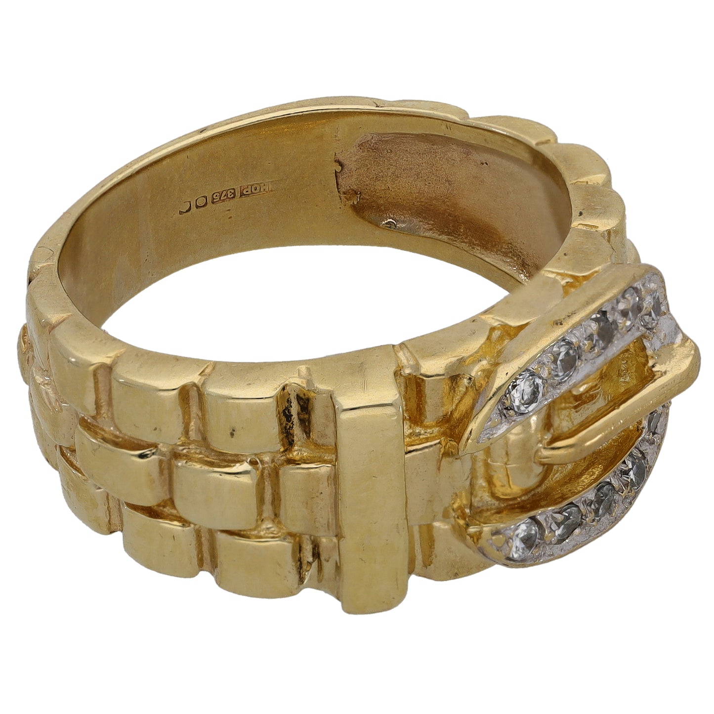 9ct Gold Cubic Zirconia Buckle Ring Size V
