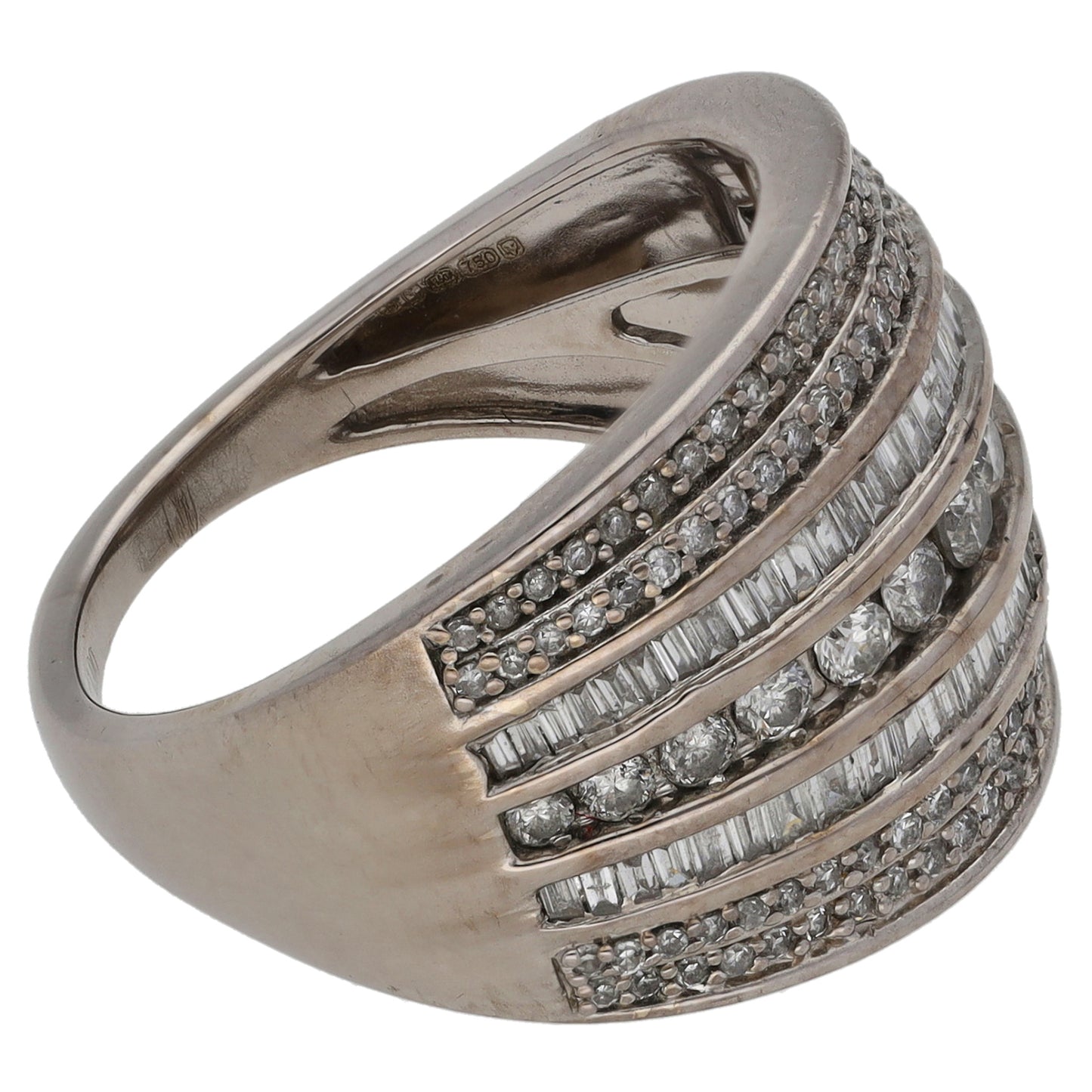 18ct White Gold 1.00ct Diamond Dress/Cocktail Ring Size M