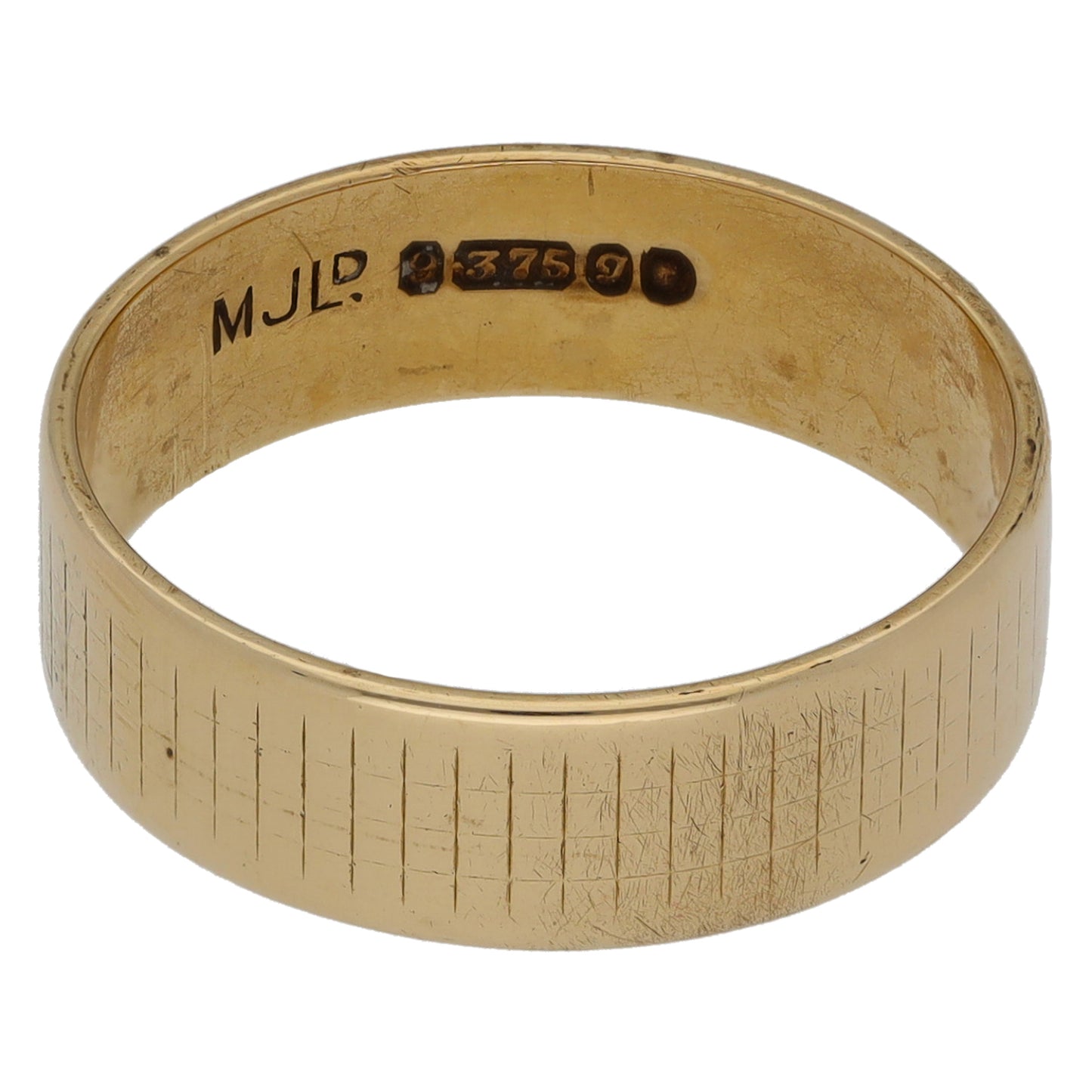 9ct Gold Patterned Wedding Ring Size O