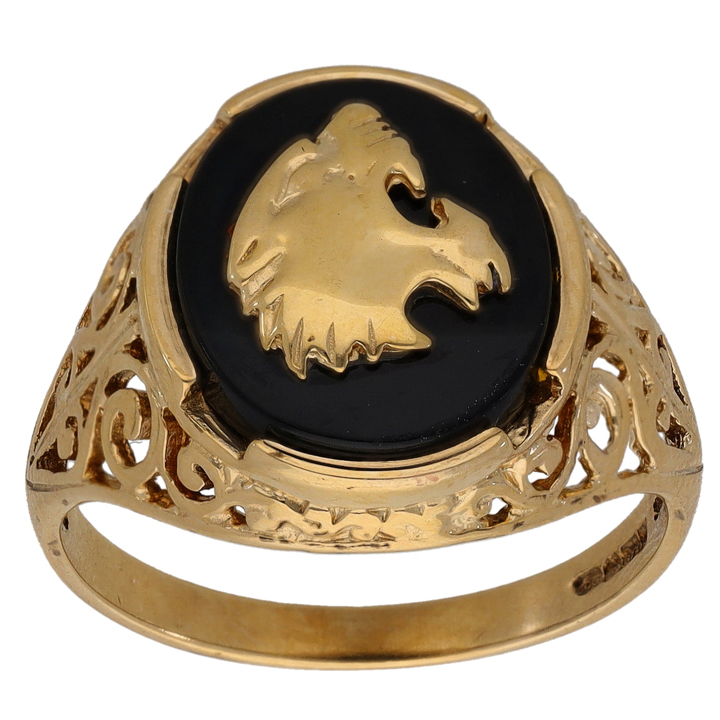9ct Gold Onyx Single Stone Signet Ring Size Q