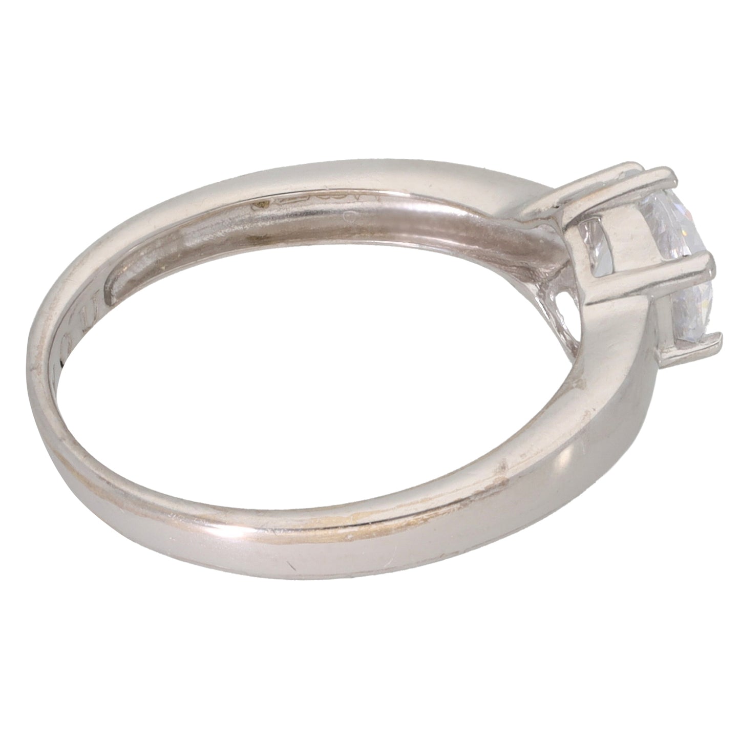 9ct White Gold Cubic Zirconia Single Stone Ring Size K