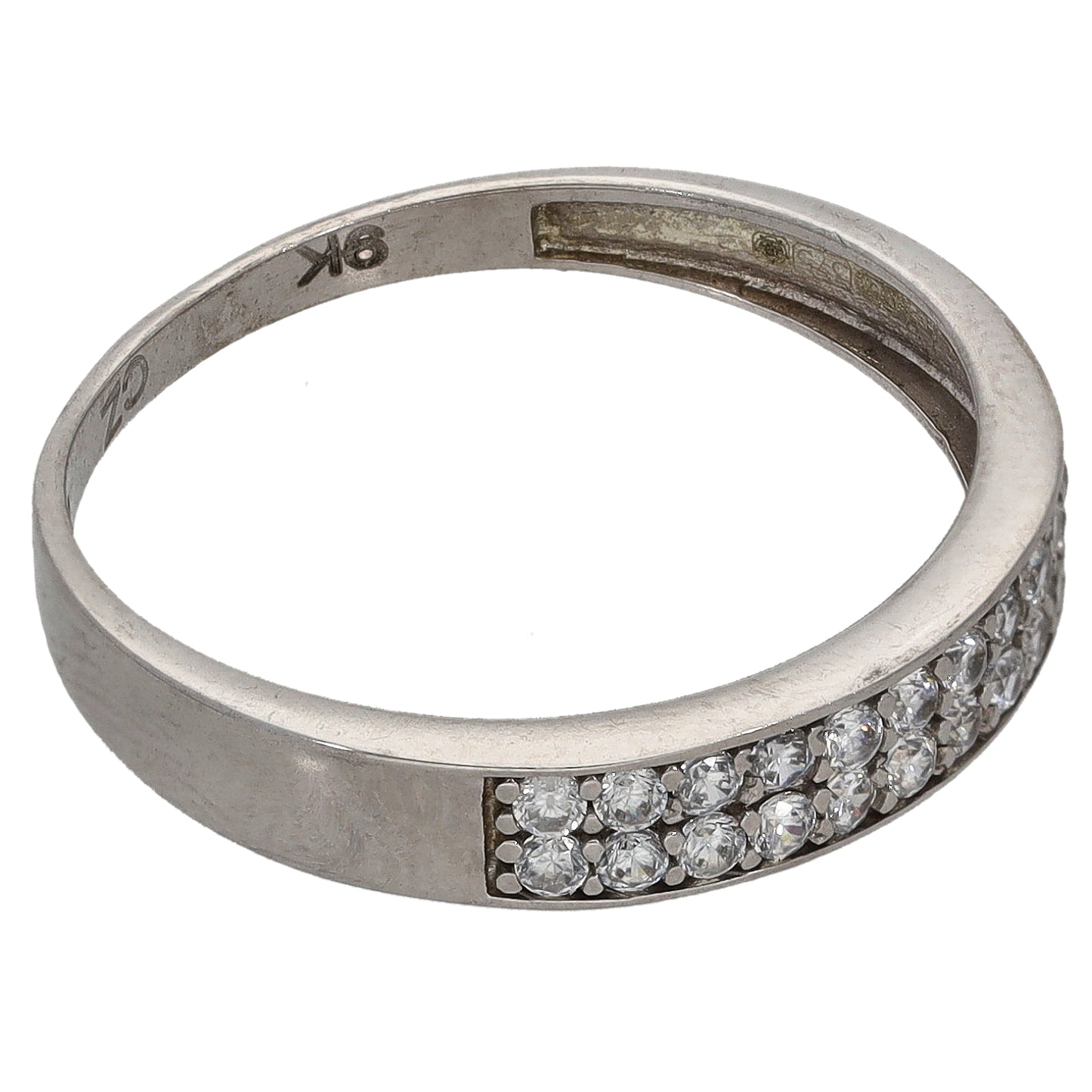 9ct White Gold Cubic Zirconia Half Eternity Ring Size R
