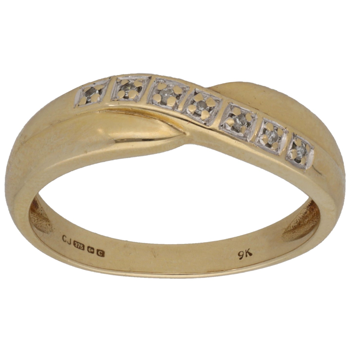 9ct Gold 0.035ct Diamond Half Eternity Ring Size N