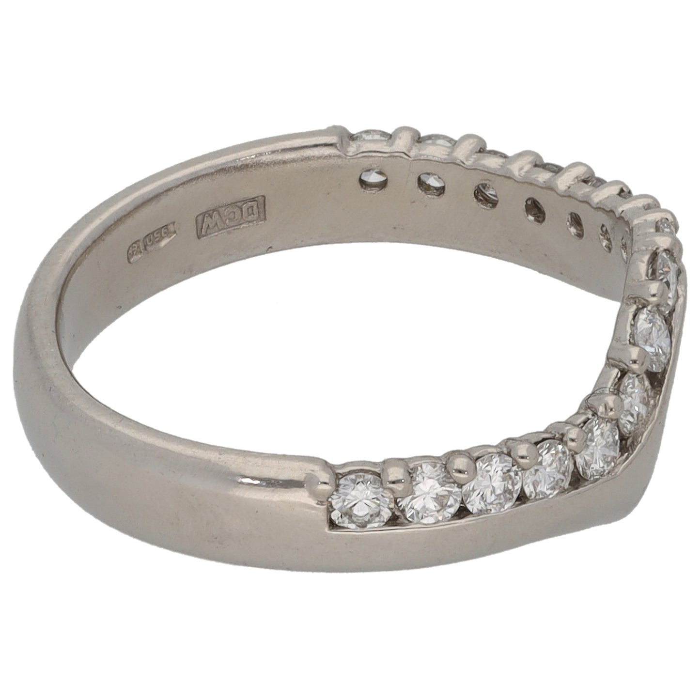 Platinum 0.32ct Diamond Wishbone Ring Size L