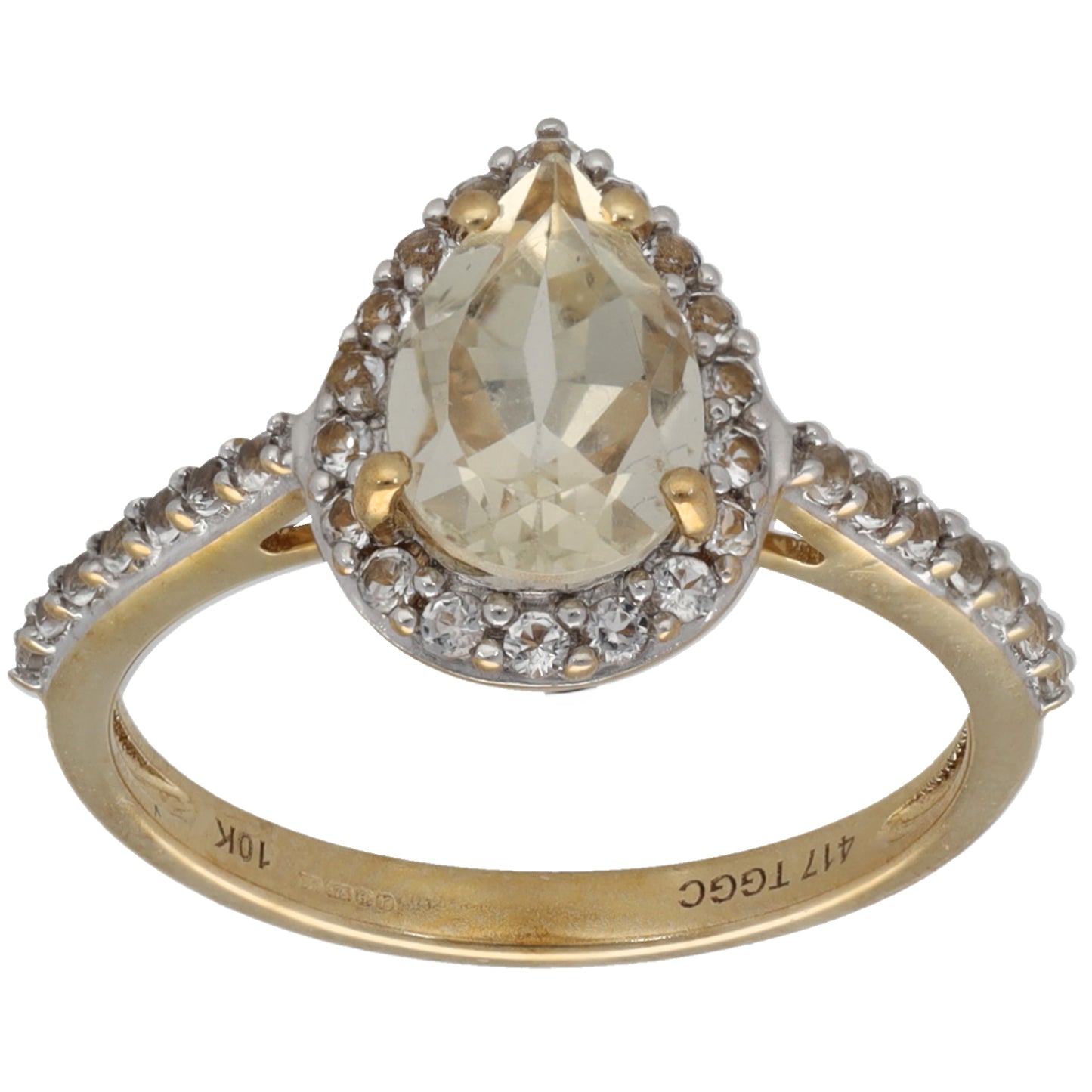 9ct Gold Feldspar & Imitation Dress/Cocktail Ring Size L