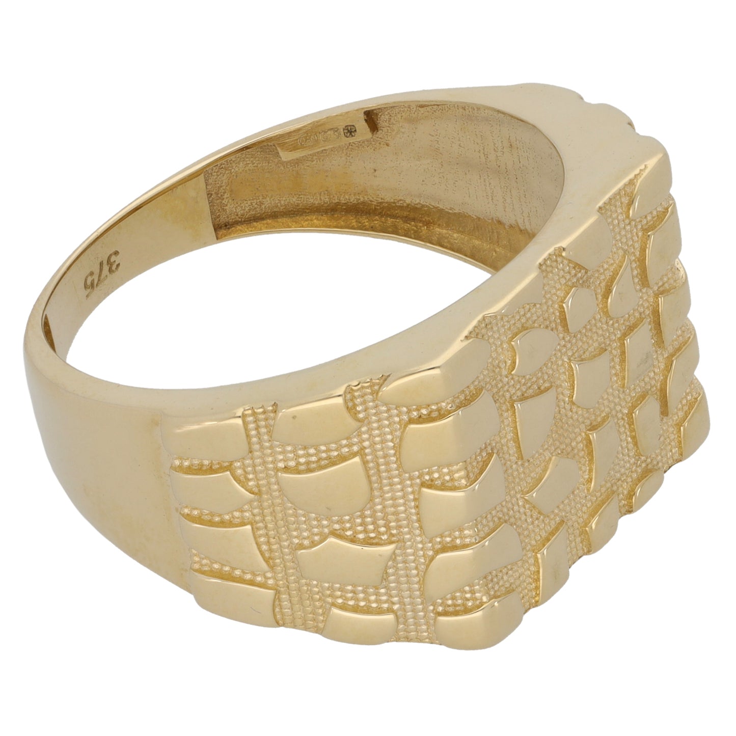 New 9ct Gold Nugget Signet Ring Size T - Y