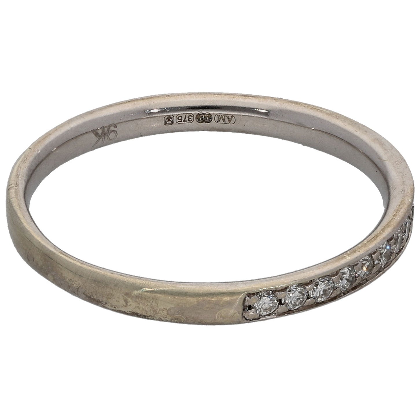 9ct White Gold 0.21ct Diamond Half Eternity Ring Size N