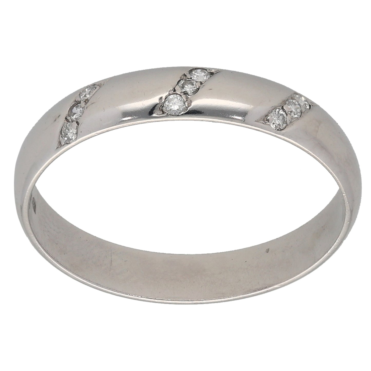18ct White Gold 0.045ct Diamond Wedding Ring Size S