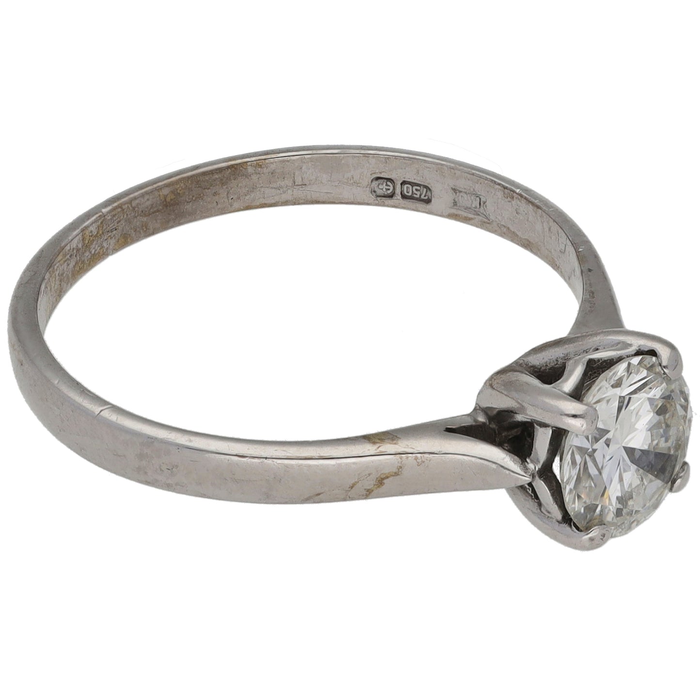 18ct White Gold 0.79ct Diamond Solitaire Ring Size N