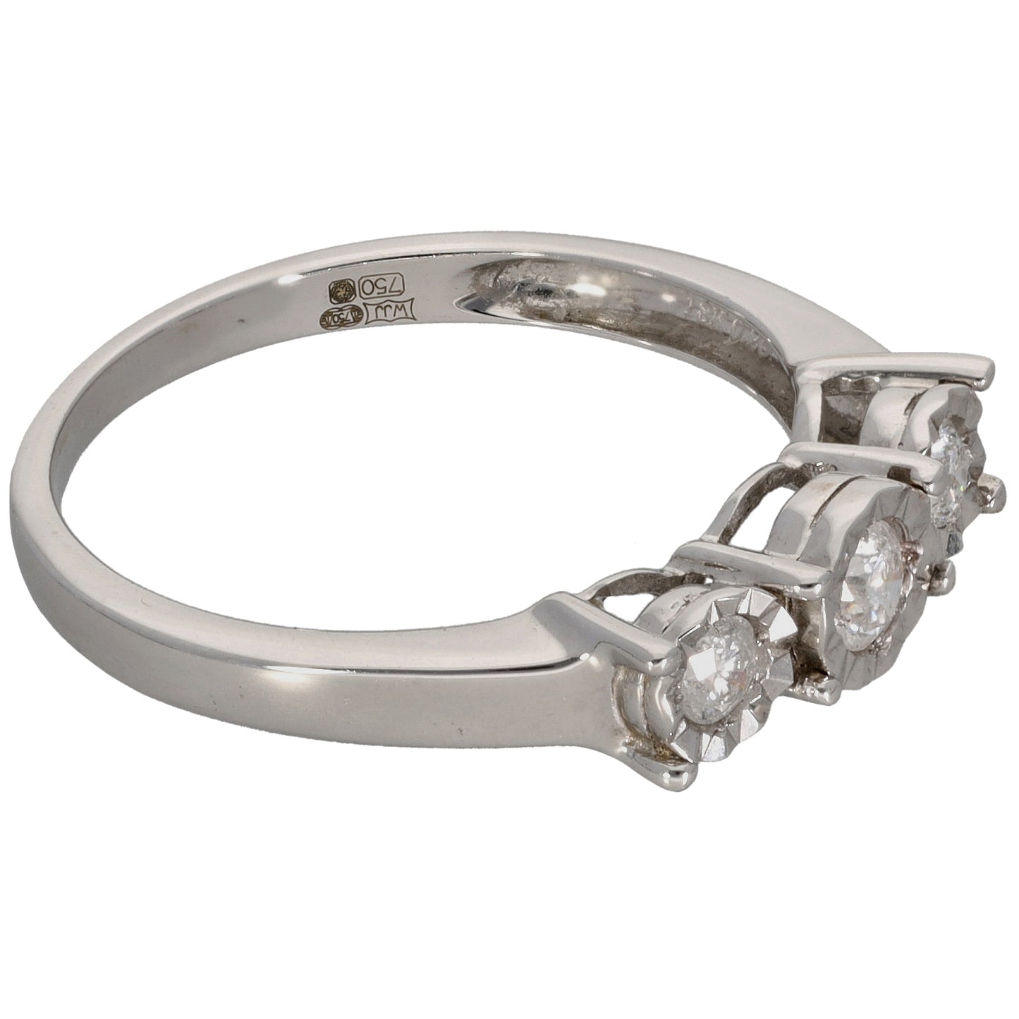 18ct White Gold 0.25ct Diamond Trilogy Ring Size P