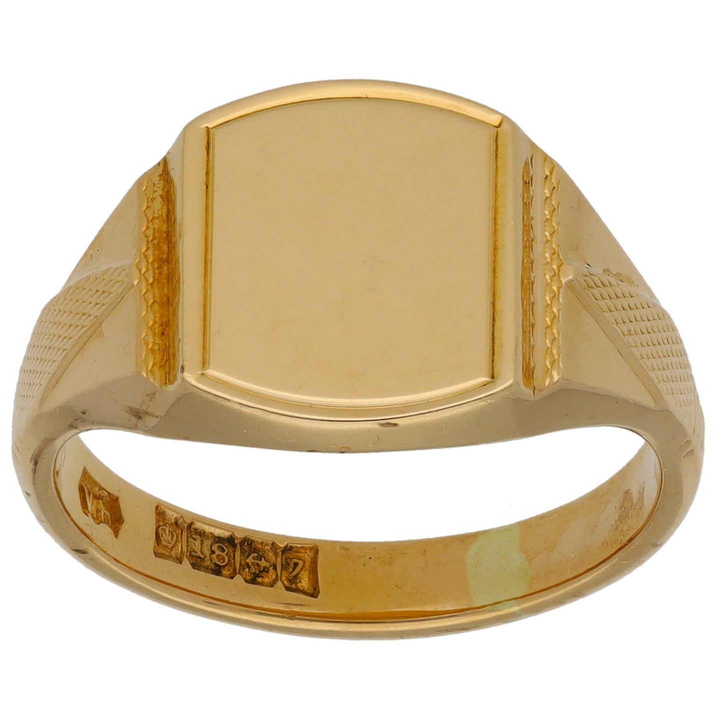 18ct Gold Plain Signet Ring Size P