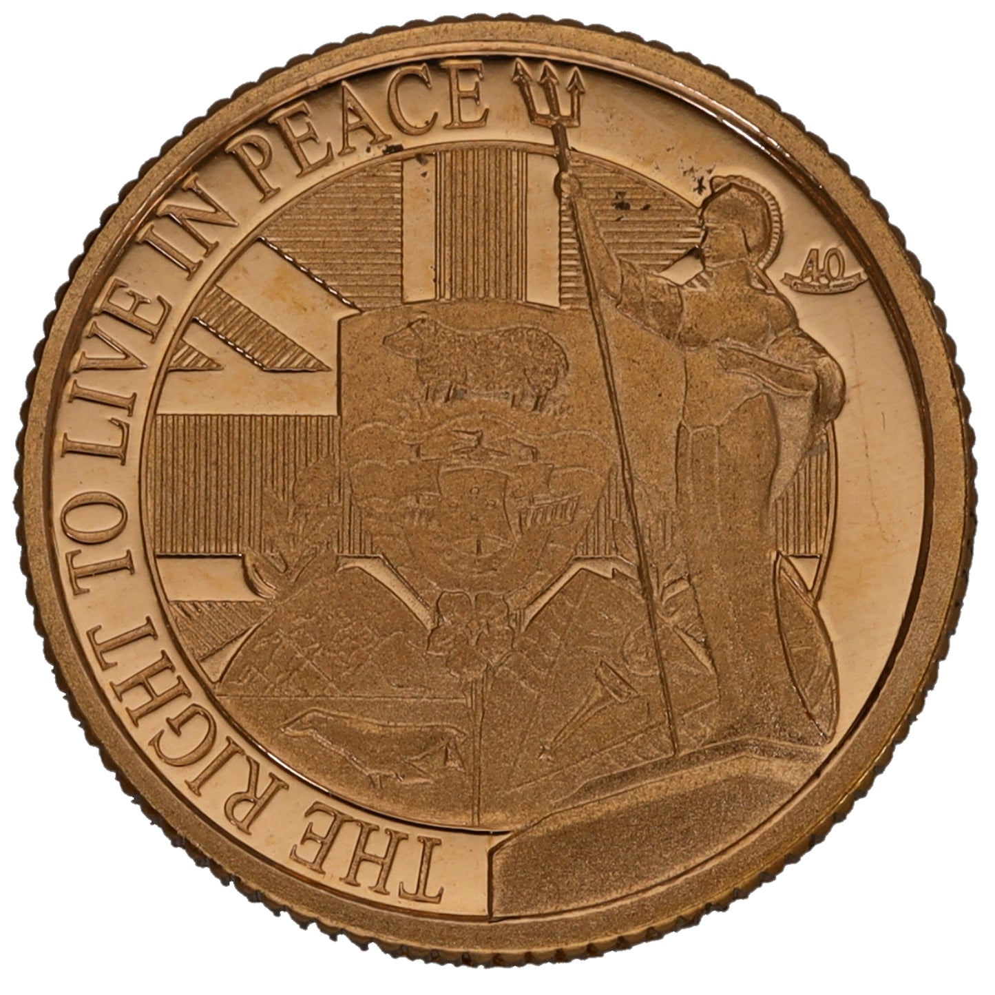 22ct Gold The Right To Live In Peace Quarter Sovereign Coin 2022