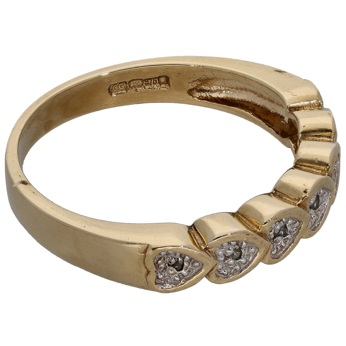 9ct Gold 0.035ct Diamond Half Eternity Ring Size M
