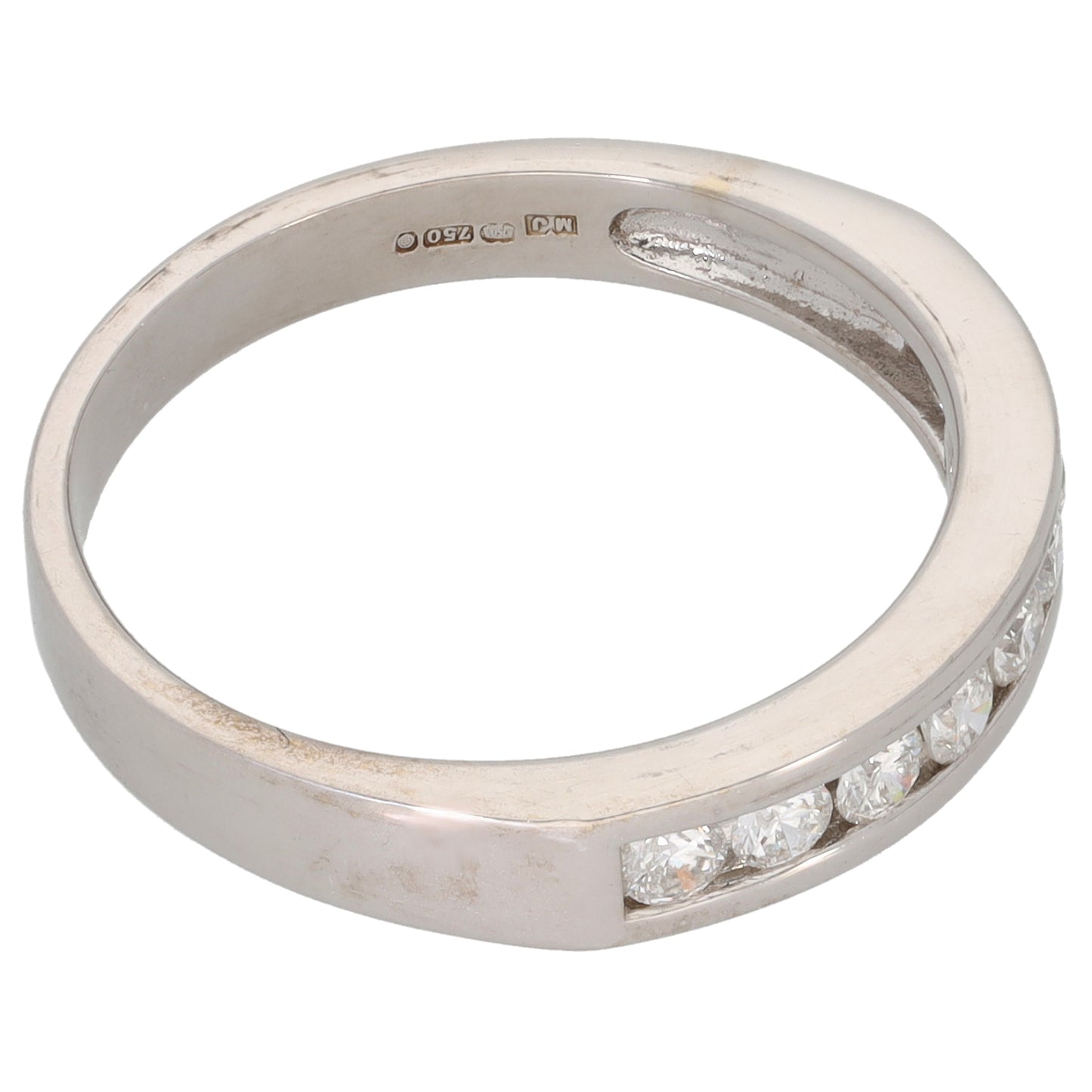 18ct White Gold 0.50ct Diamond Half Eternity Ring Size Q