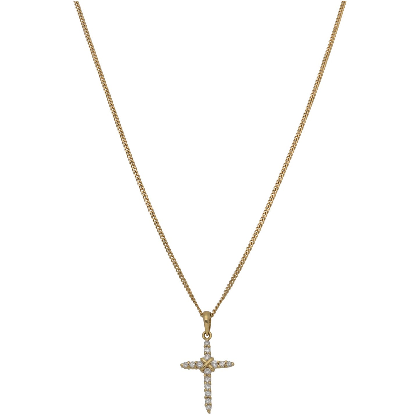 18ct Gold 0.30ct Diamond Cross Pendant With Chain