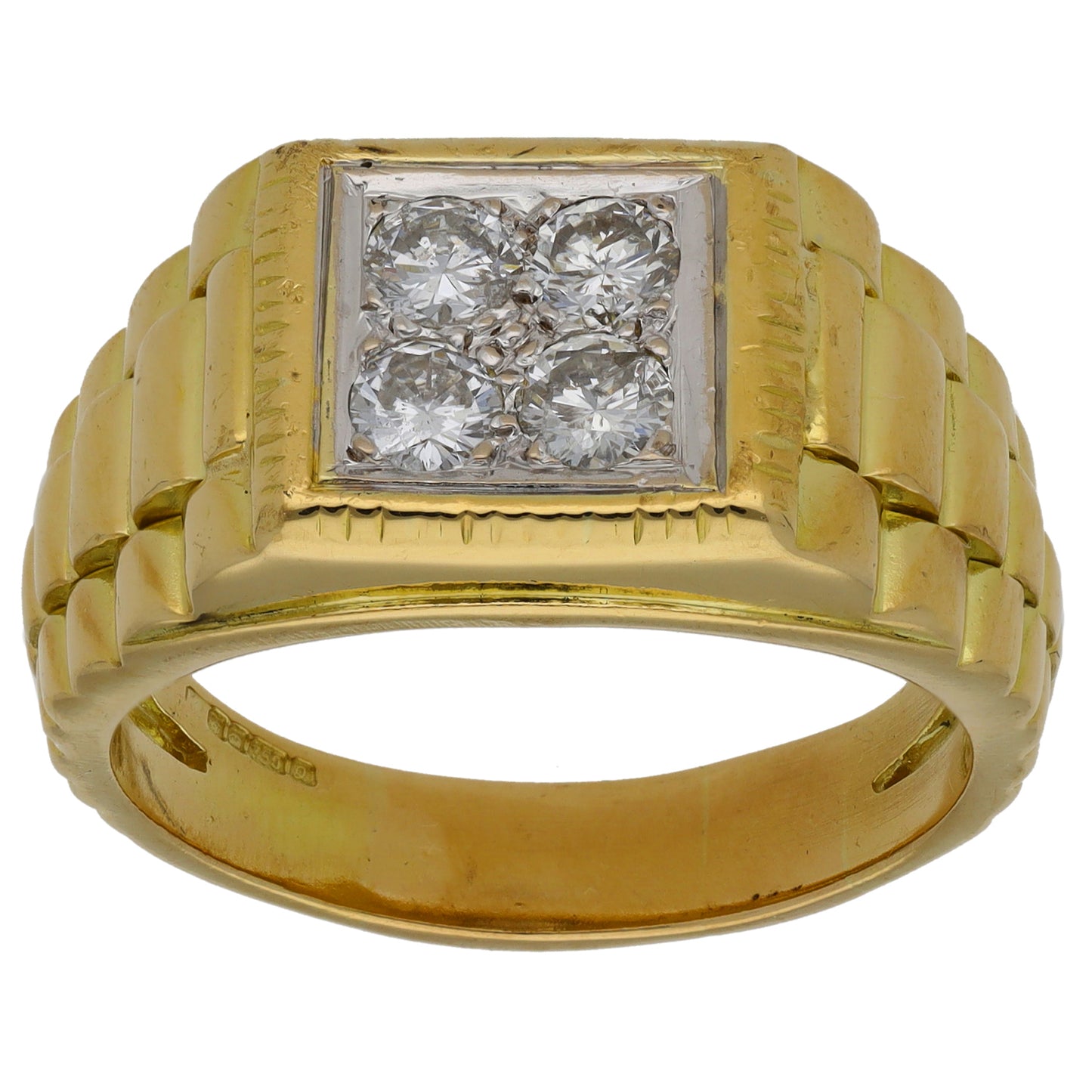 18ct Gold 1.00ct Diamond Patterned Signet Ring Size Z