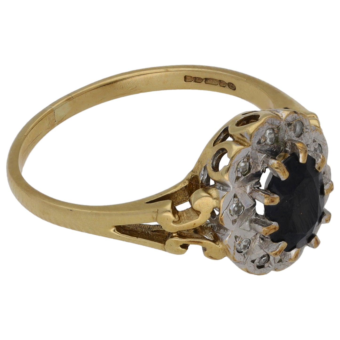 9ct Gold Sapphire & 0.005ct Diamond Dress/Cocktail Ring Size N