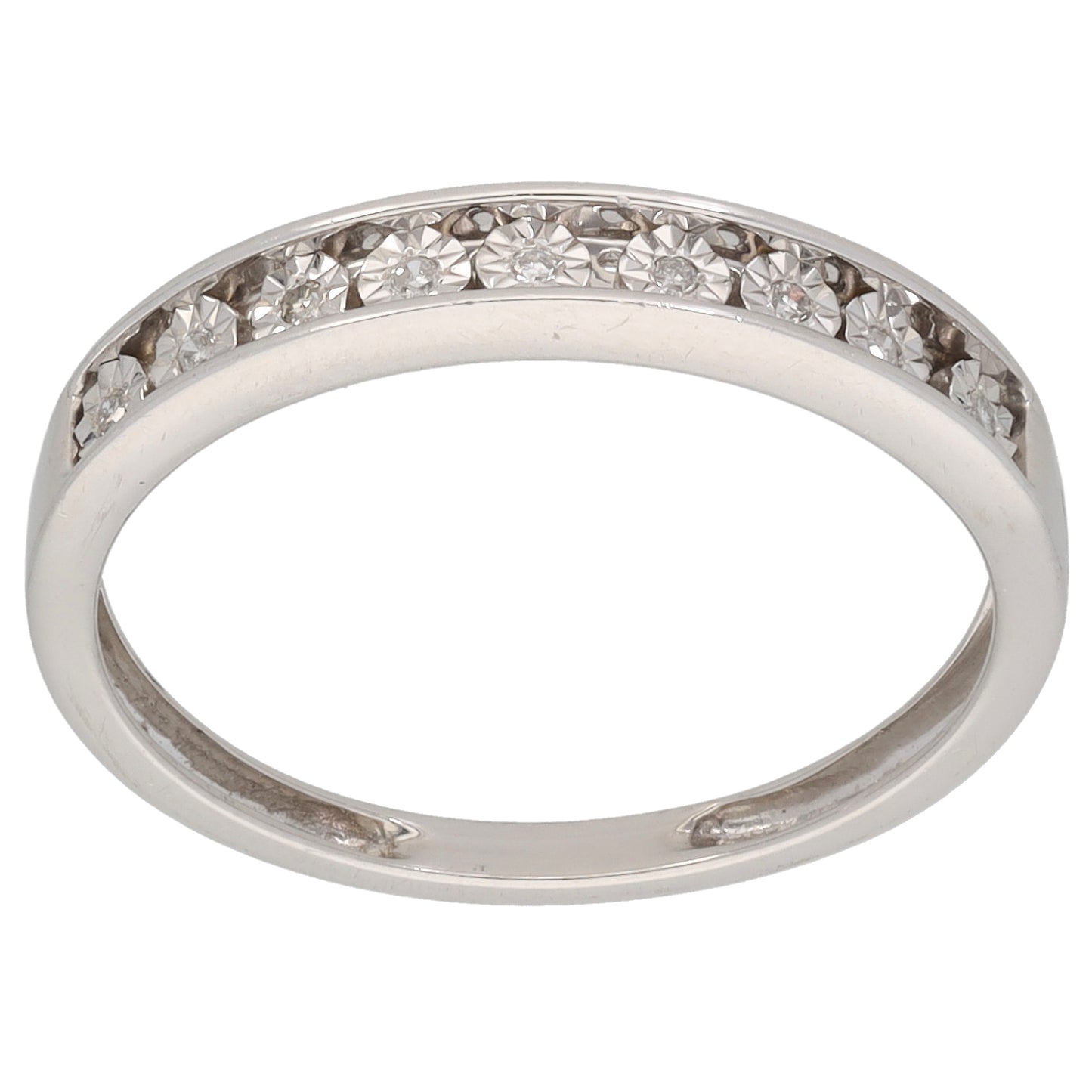 9ct White Gold 0.05ct Diamond Half Eternity Ring Size P