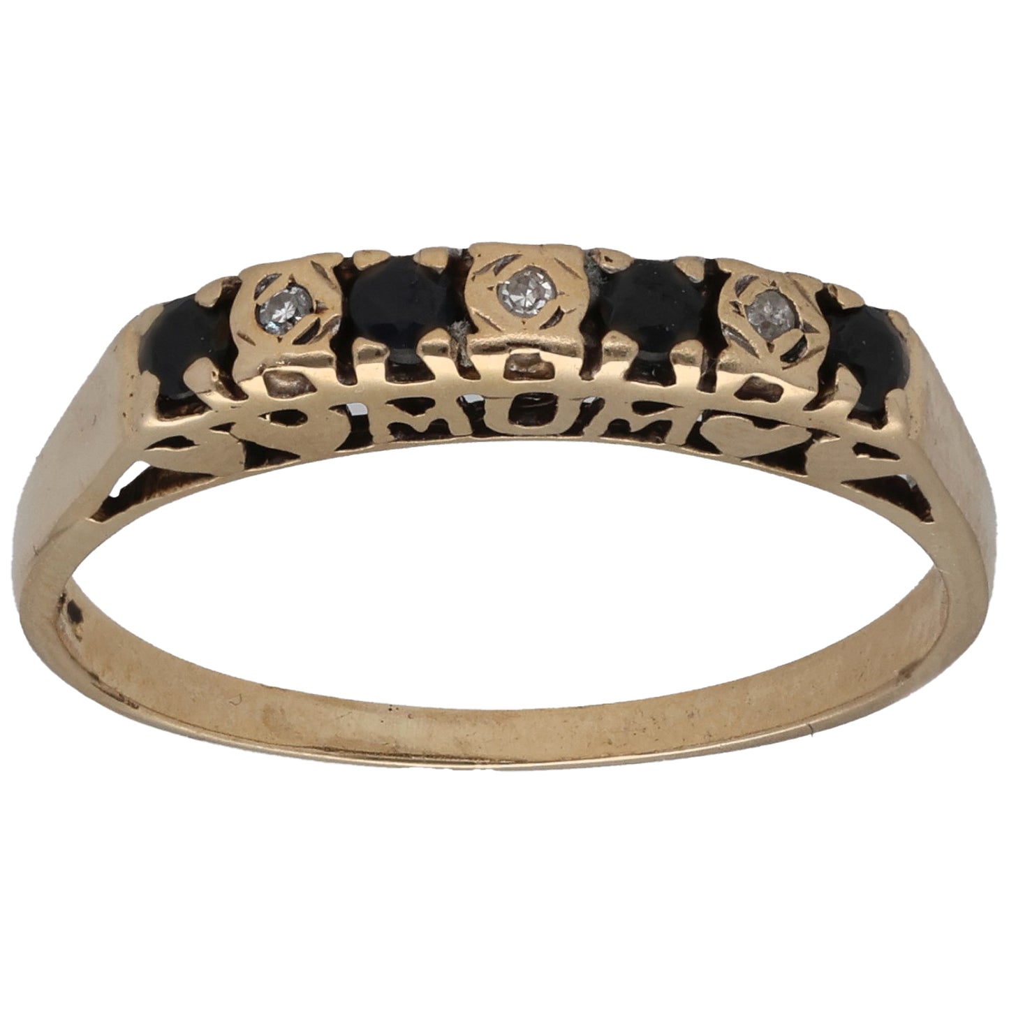 9ct Gold Sapphire & 0.015ct Diamond Half Eternity Ring Size N