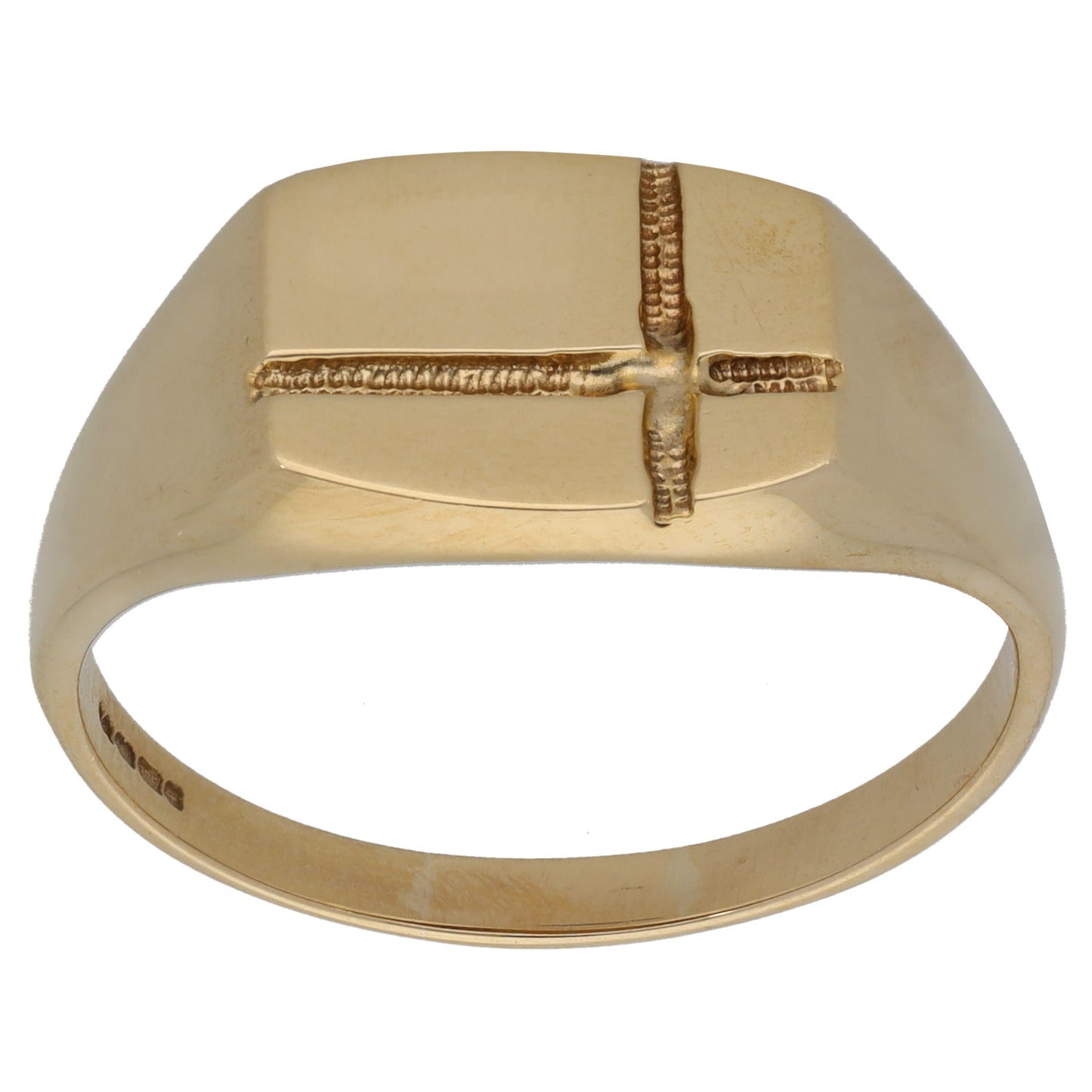9ct Gold Patterned Signet Ring Size Z+1