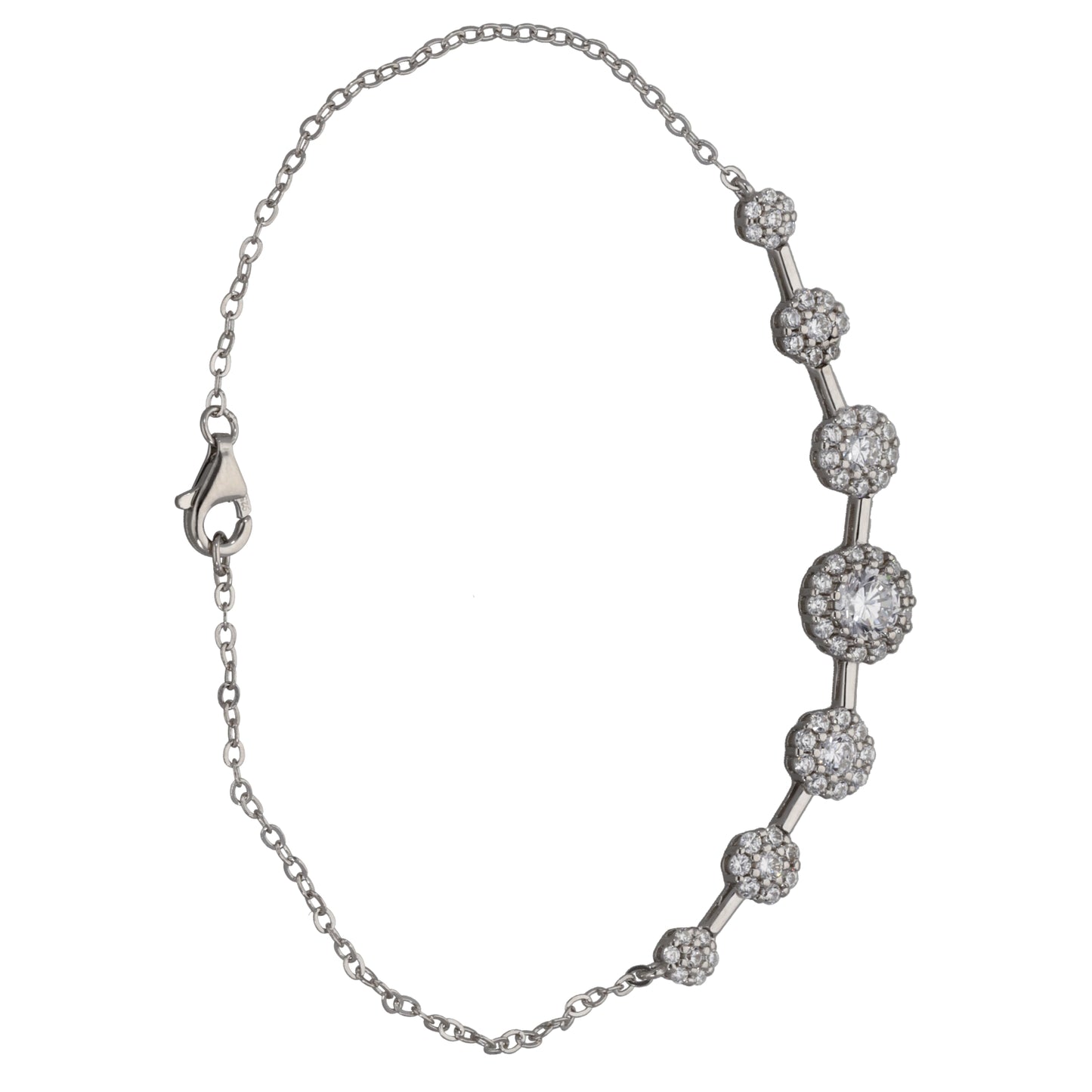 New Sterling Silver Cubic Zirconia Halo Bracelet