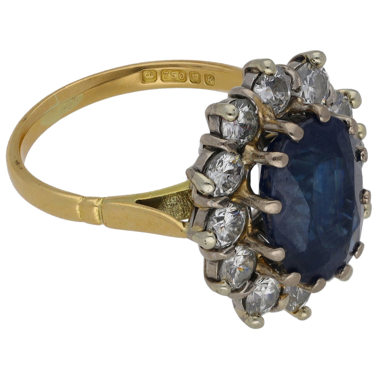 18ct Gold 1.20ct Diamond & Sapphire Cluster Ring Size K