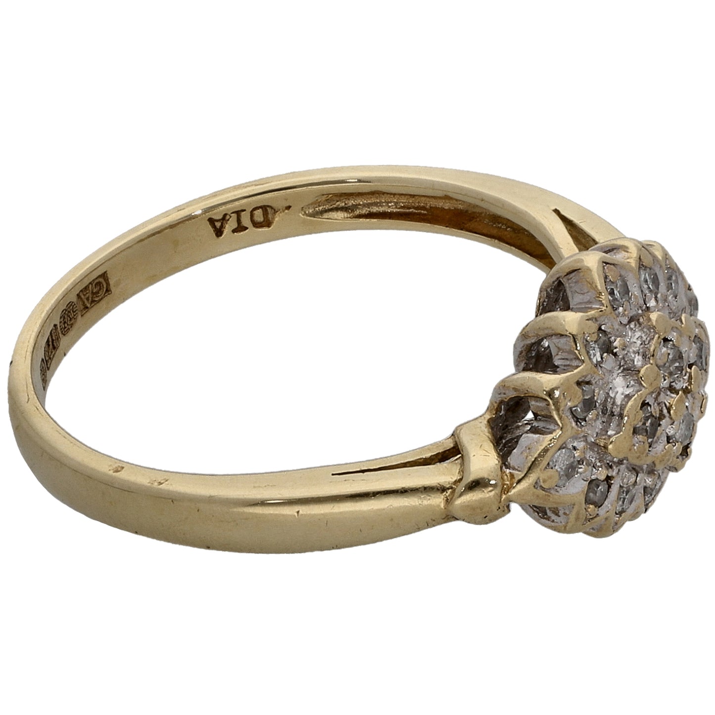 9ct Gold 0.10ct Diamond Cluster Ring Size M