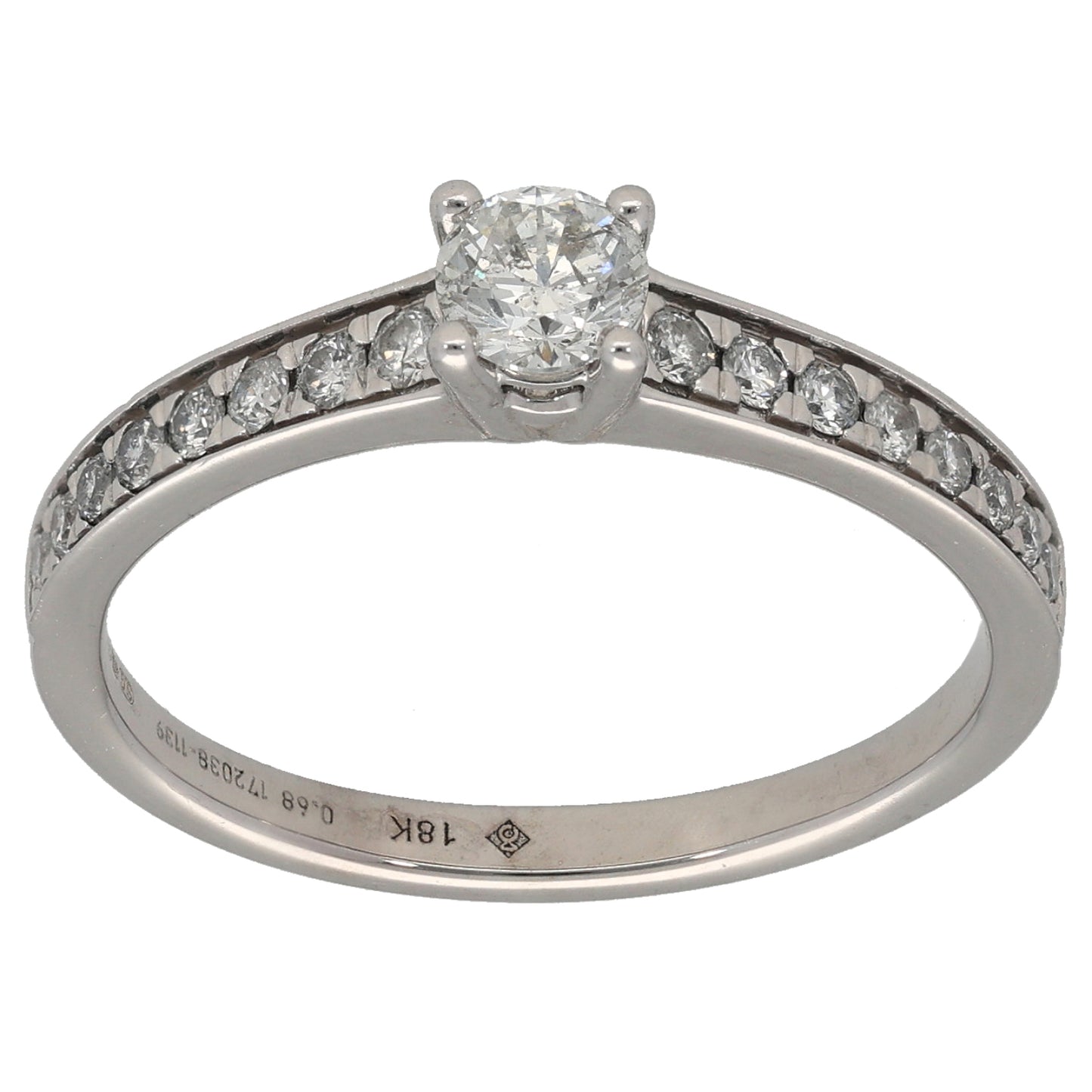 18ct White Gold 0.68ct Diamond Solitaire Ring With Accent Stones Size S